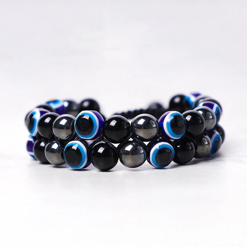 Braccialetto di perline di protezione dell'occhio di tigre con ematite e Buddha Stones - Image 17