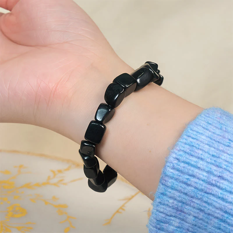 Braccialetto di perline di protezione in pietra di shungite naturale autentica Buddha Stones da 8 mm - Image 4
