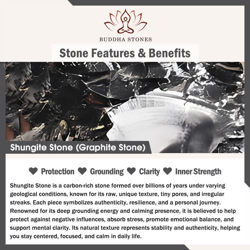 Braccialetto di perline di protezione in pietra di shungite naturale autentica Buddha Stones da 8 mm - Image 6