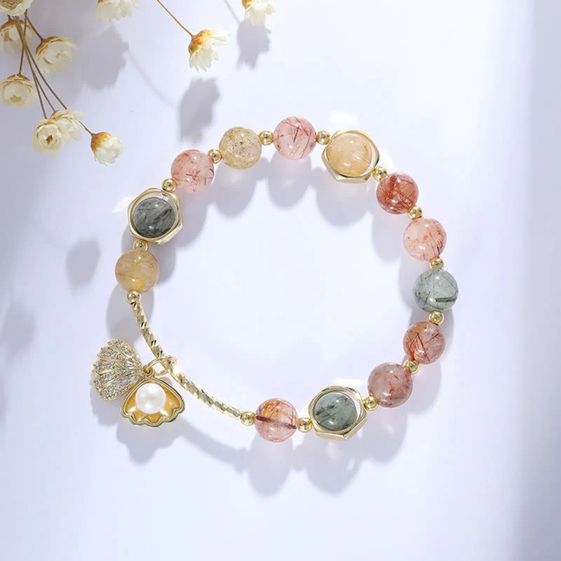 Braccialetto di perline di protezione in quarzo rutilato naturale colorato Buddha Stones - Image 2