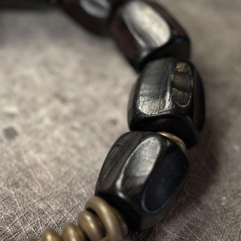 Braccialetto di perline di rame in legno di ebano Buddha Stones, vintage, pace - Image 17