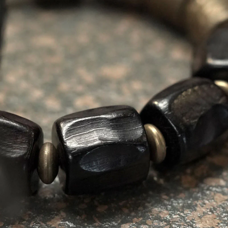Braccialetto di perline di rame in legno di ebano Buddha Stones, vintage, pace - Image 18