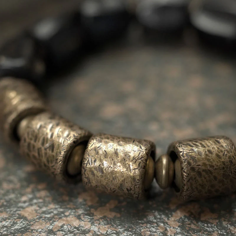 Braccialetto di perline di rame in legno di ebano Buddha Stones, vintage, pace - Image 19