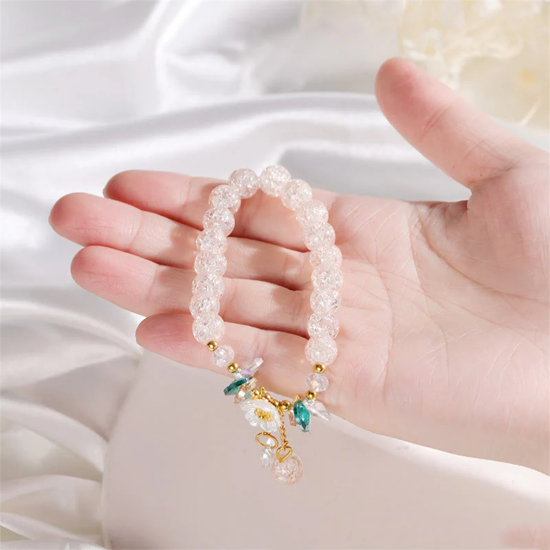 Braccialetto di perline di vetro con ciondolo a forma di fiore con design semplice Buddha Stones - Image 10