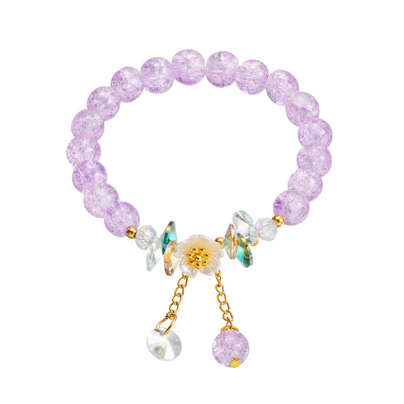 Braccialetto di perline di vetro con ciondolo a forma di fiore con design semplice Buddha Stones - Image 12