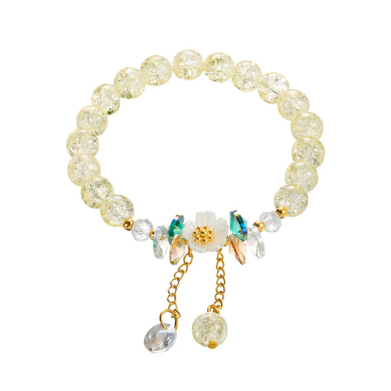 Braccialetto di perline di vetro con ciondolo a forma di fiore con design semplice Buddha Stones - Image 20