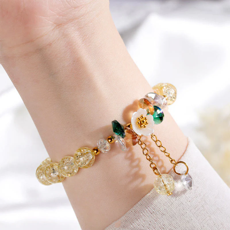 Braccialetto di perline di vetro con ciondolo a forma di fiore con design semplice Buddha Stones - Image 21