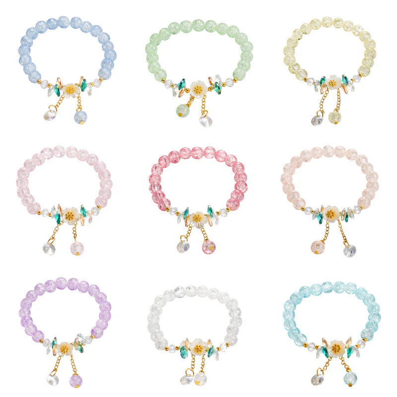 Braccialetto di perline di vetro con ciondolo a forma di fiore con design semplice Buddha Stones - Image 23