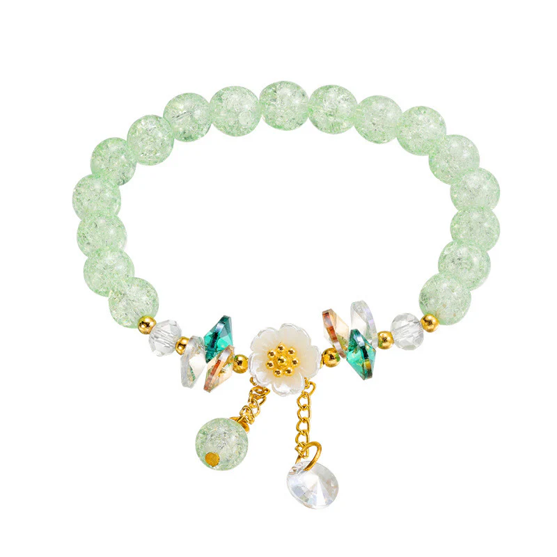 Braccialetto di perline di vetro con ciondolo a forma di fiore con design semplice Buddha Stones - Image 4