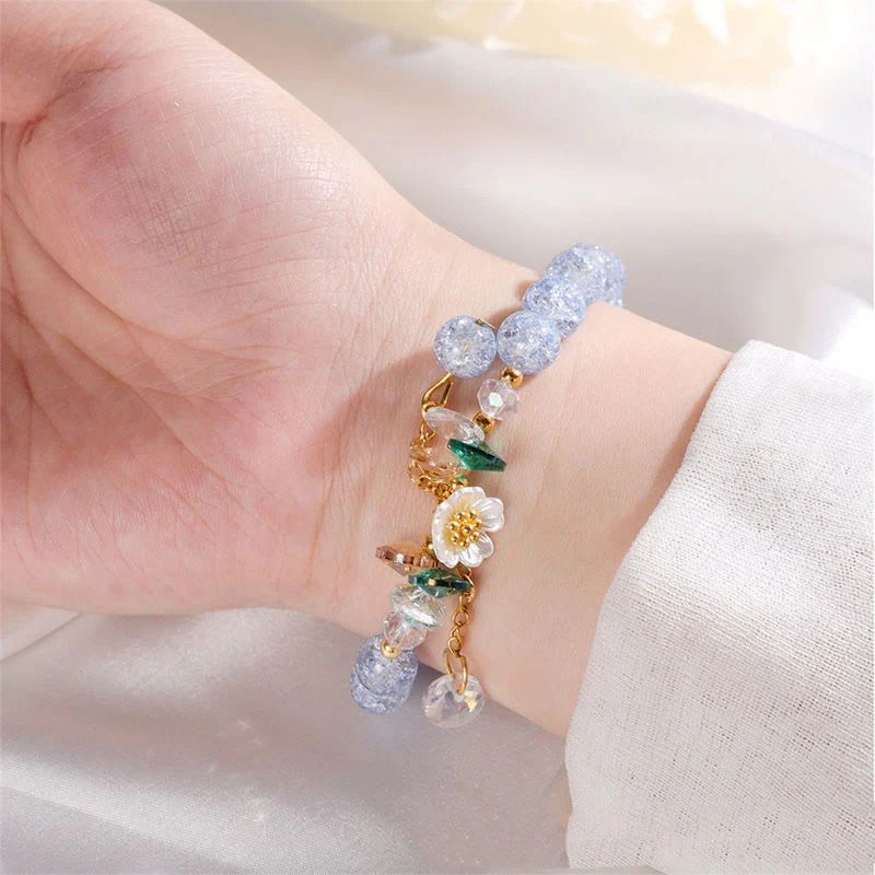 Braccialetto di perline di vetro con ciondolo a forma di fiore con design semplice Buddha Stones - Image 8