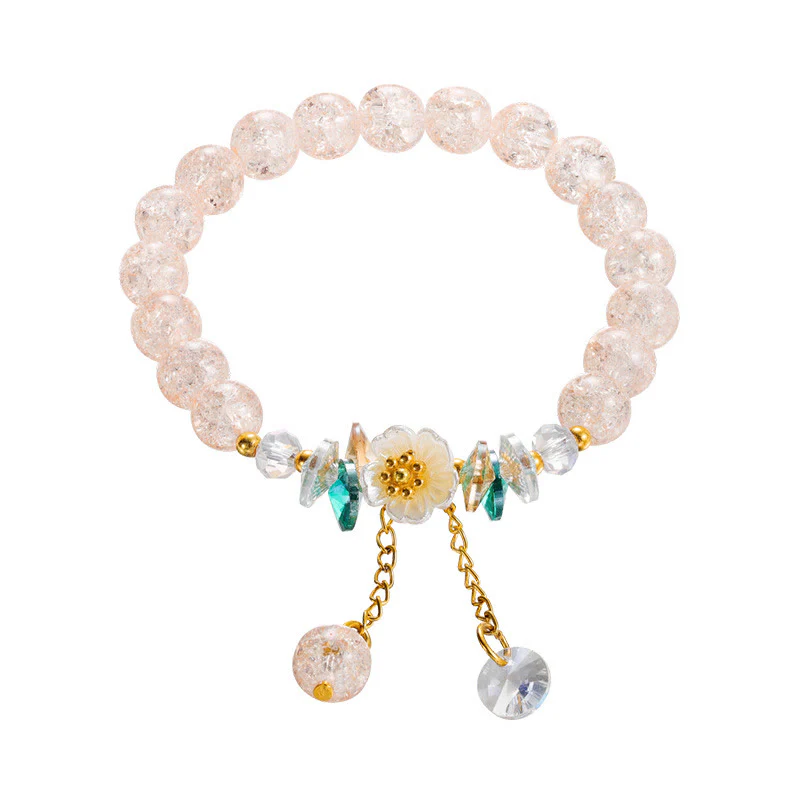 Braccialetto di perline di vetro con ciondolo a forma di fiore con design semplice Buddha Stones - Image 9