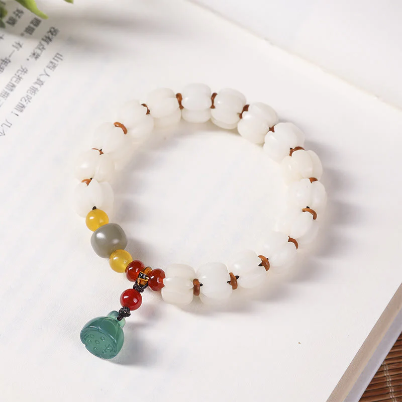 Braccialetto di perline di zucca incise con semi di Bodhi naturale, agata rossa, Bodhi Calm Harmony, Lotus - Image 13