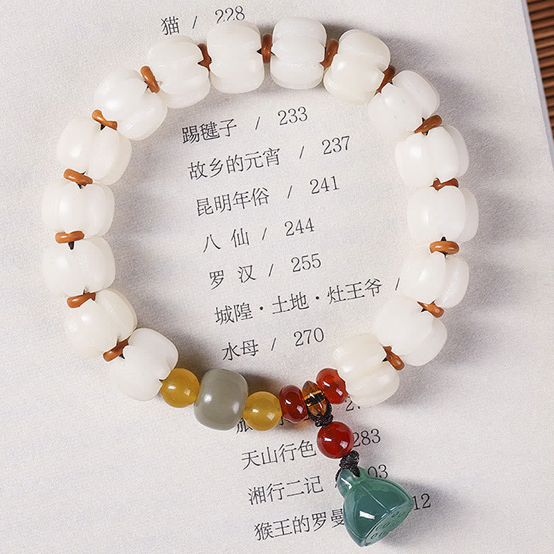 Braccialetto di perline di zucca incise con semi di Bodhi naturale, agata rossa, Bodhi Calm Harmony, Lotus - Image 14