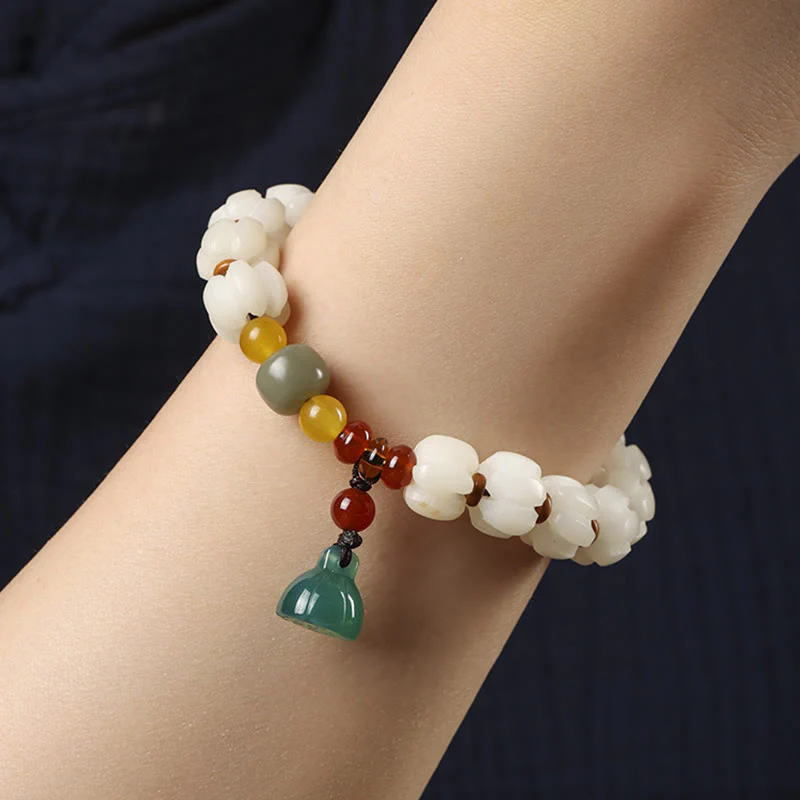 Braccialetto di perline di zucca incise con semi di Bodhi naturale, agata rossa, Bodhi Calm Harmony, Lotus - Image 3