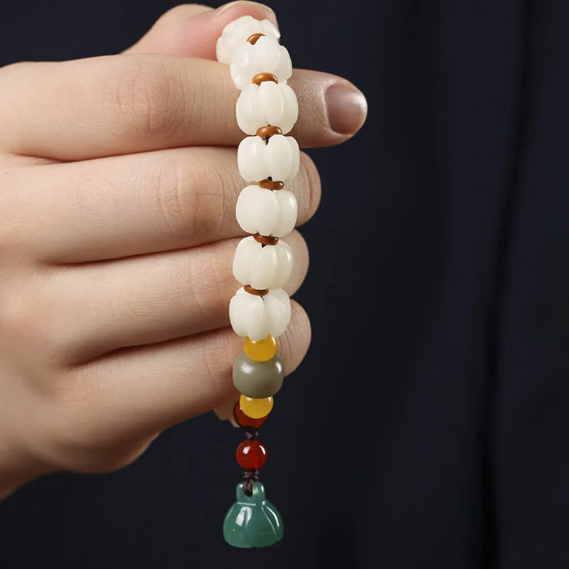Braccialetto di perline di zucca incise con semi di Bodhi naturale, agata rossa, Bodhi Calm Harmony, Lotus - Image 8