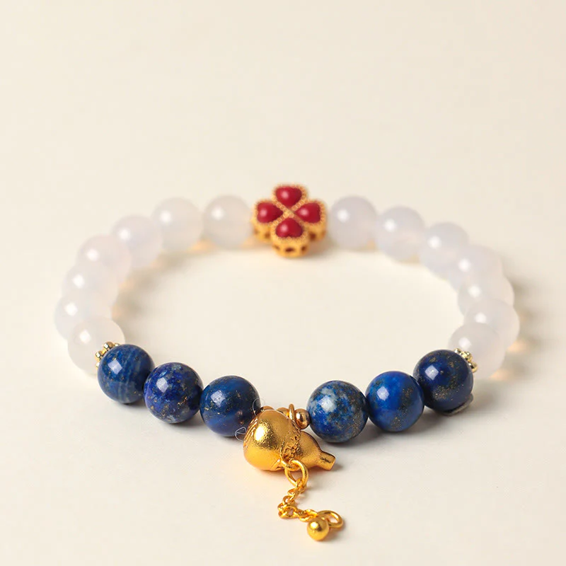 Braccialetto di perline positive con agata rossa del sud, agata bianca, fiore di zucca e quadrifoglio Buddha Stones - Image 11