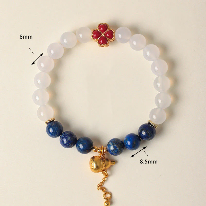 Braccialetto di perline positive con agata rossa del sud, agata bianca, fiore di zucca e quadrifoglio Buddha Stones - Image 12