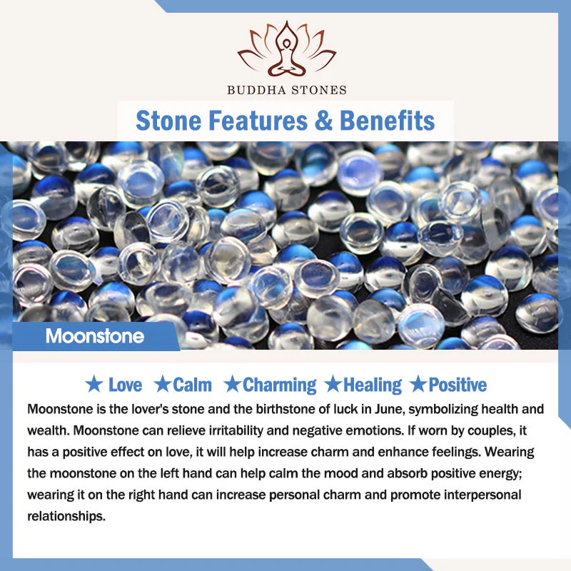 Braccialetto di perline positive curative in quarzo fragola naturale con pietra di luna Buddha Stones - Image 22