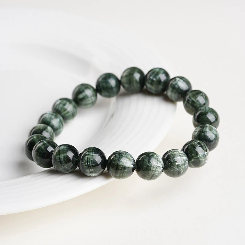 Braccialetto di perline rotonde in serafinite naturale Buddha Stones per l'equilibrio emotivo - Image 3