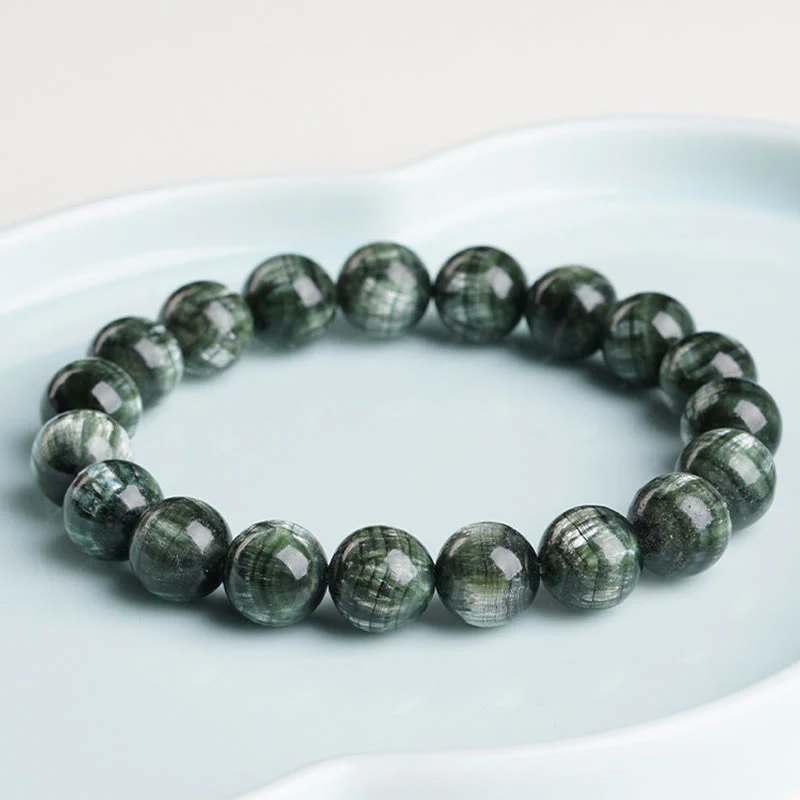 Braccialetto di perline rotonde in serafinite naturale Buddha Stones per l'equilibrio emotivo - Image 5