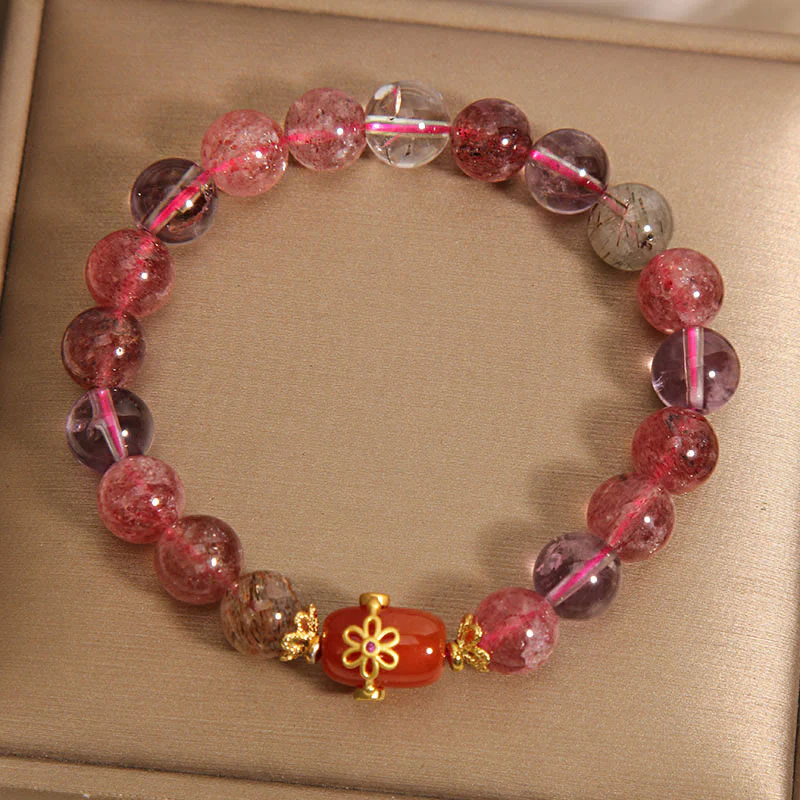Braccialetto di positività in agata rossa con cristalli naturali Super Seven Buddha Stones - Image 7