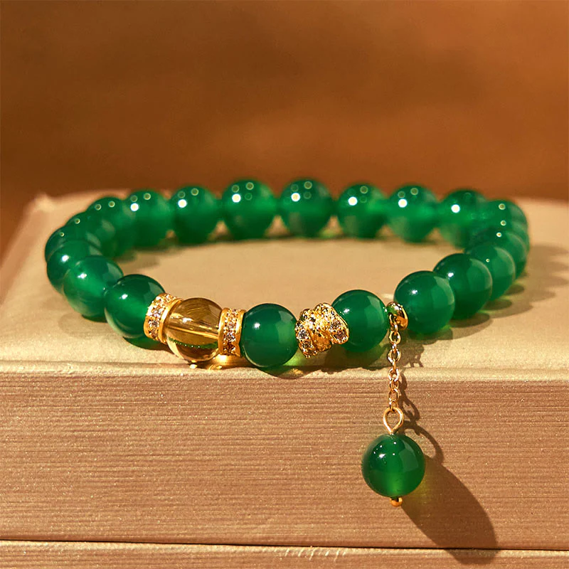Braccialetto di potenza Buddha Stones Year of the Snake, agata verde e citrino