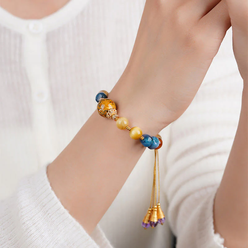 Braccialetto di potere con perline di lacca tibetana, Buddha Stones, vari cristalli intrecciati a mano - Image 11