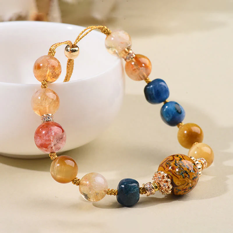 Braccialetto di potere con perline di lacca tibetana, Buddha Stones, vari cristalli intrecciati a mano - Image 9
