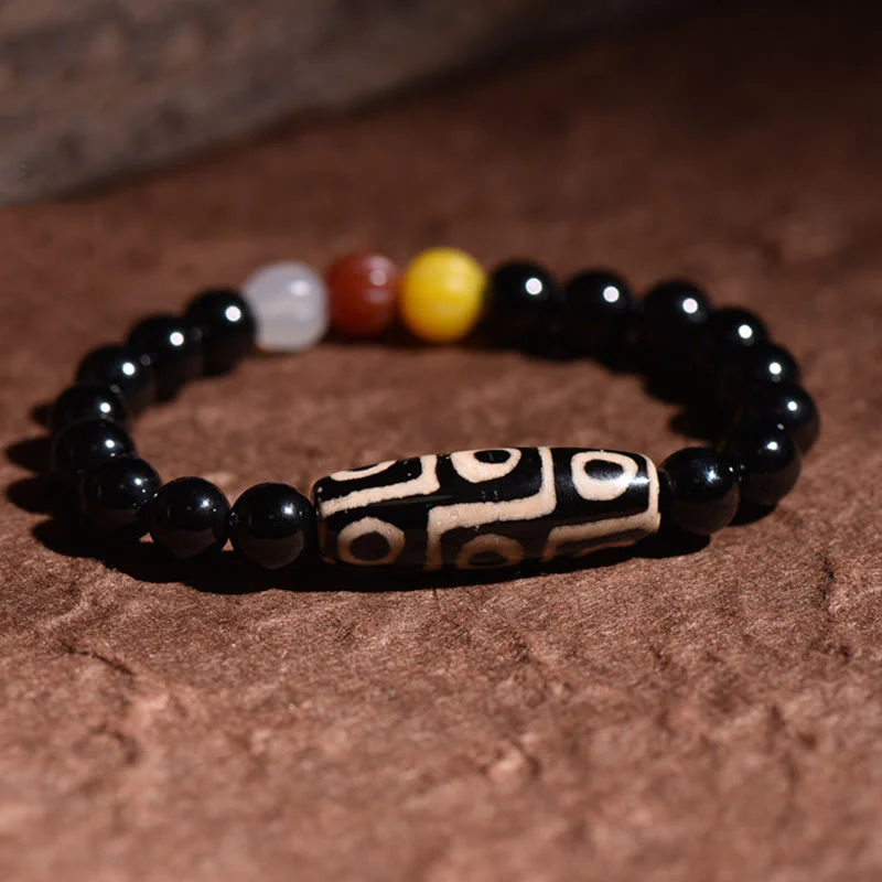 Braccialetto di potere della ricchezza con perline Dzi a nove occhi naturali tibetane Buddha Stones - Image 2