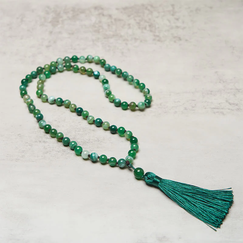 Braccialetto di protezione con Buddha Stones e nappa di malachite - Image 3