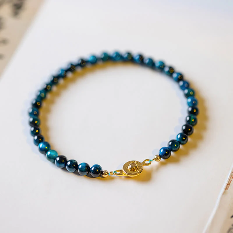 Braccialetto di protezione con catena in pietra naturale occhio di tigre blu Buddha Stones - Image 10