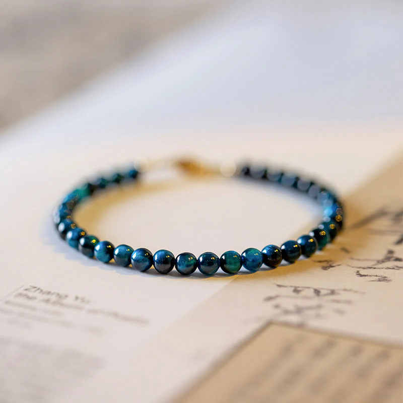 Braccialetto di protezione con catena in pietra naturale occhio di tigre blu Buddha Stones - Image 13