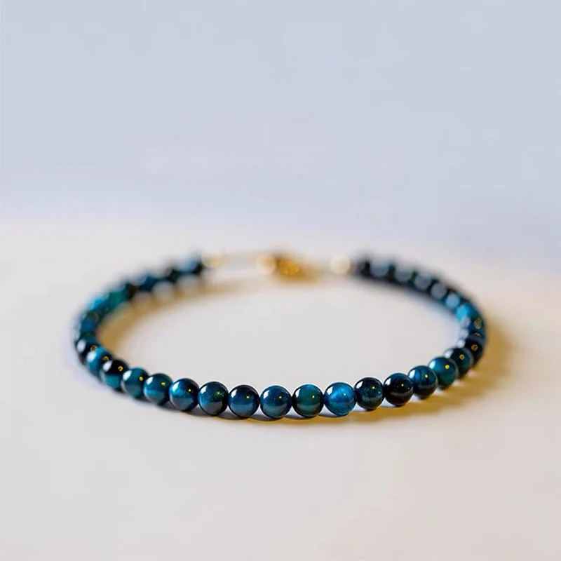 Braccialetto di protezione con catena in pietra naturale occhio di tigre blu Buddha Stones - Image 14