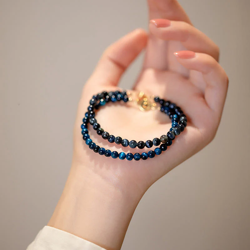 Braccialetto di protezione con catena in pietra naturale occhio di tigre blu Buddha Stones - Image 5