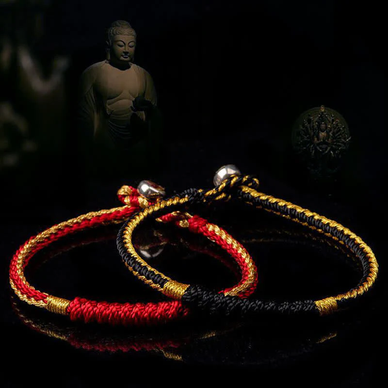 Braccialetto di protezione con corda portafortuna intrecciata fatta a mano in Buddha Stones tibetane - Image 2