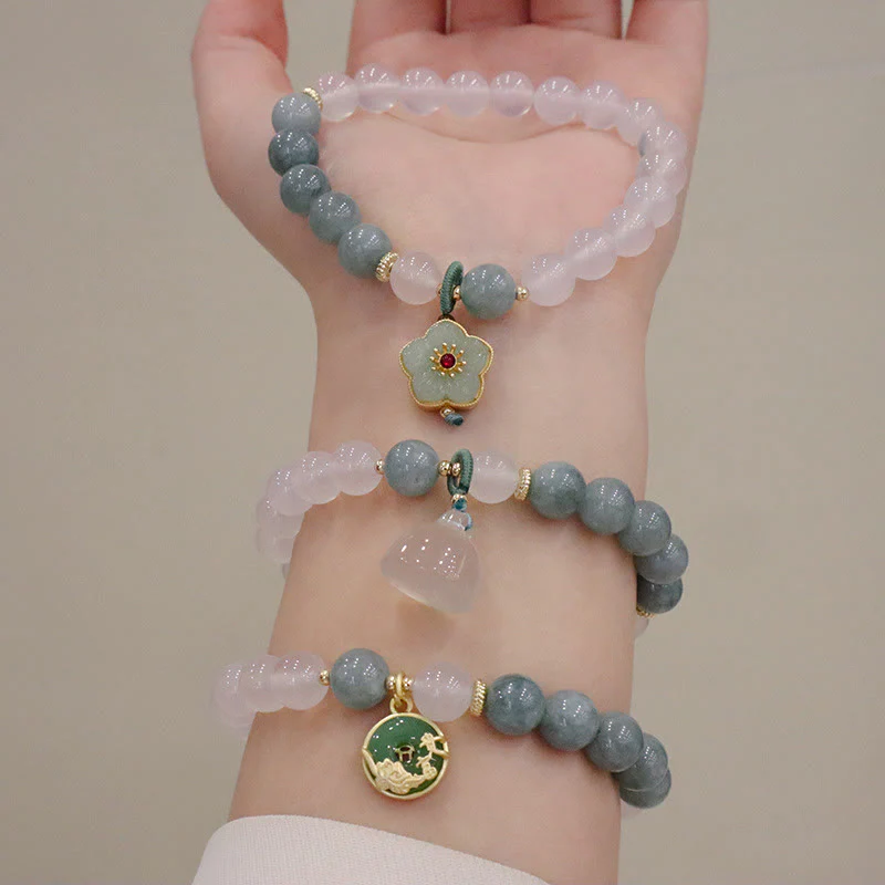 Braccialetto di protezione con fibbia della pace, fiore di loto, agata bianca e giada Buddha Stones - Image 12