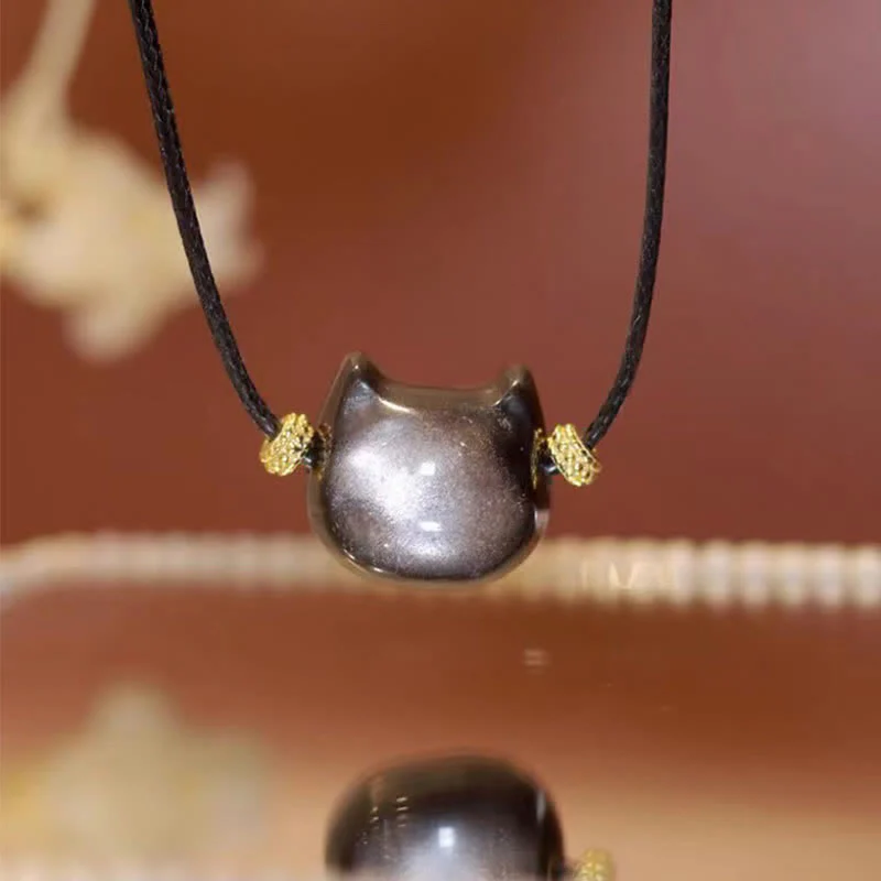 Braccialetto di protezione con gatto portafortuna e zampa adorabile , Buddha Stones, ossidiana lucida d'oro, ossidiana lucida d'argento - Image 38