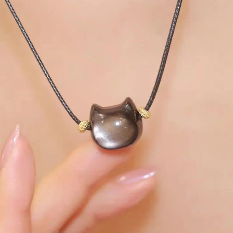 Braccialetto di protezione con gatto portafortuna e zampa adorabile , Buddha Stones, ossidiana lucida d'oro, ossidiana lucida d'argento - Image 41
