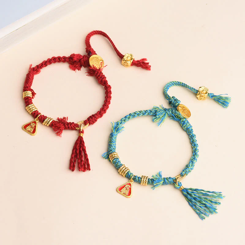 Braccialetto di protezione con nappa di fiori in corda tibetana con Buddha Stones , Zakiram, dea della ricchezza - Image 13