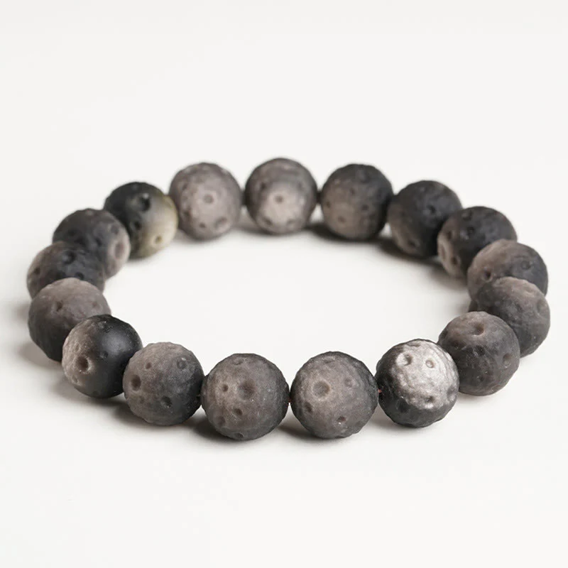 Braccialetto di protezione con perle rotonde in ossidiana dorata e argento naturale Buddha Stones