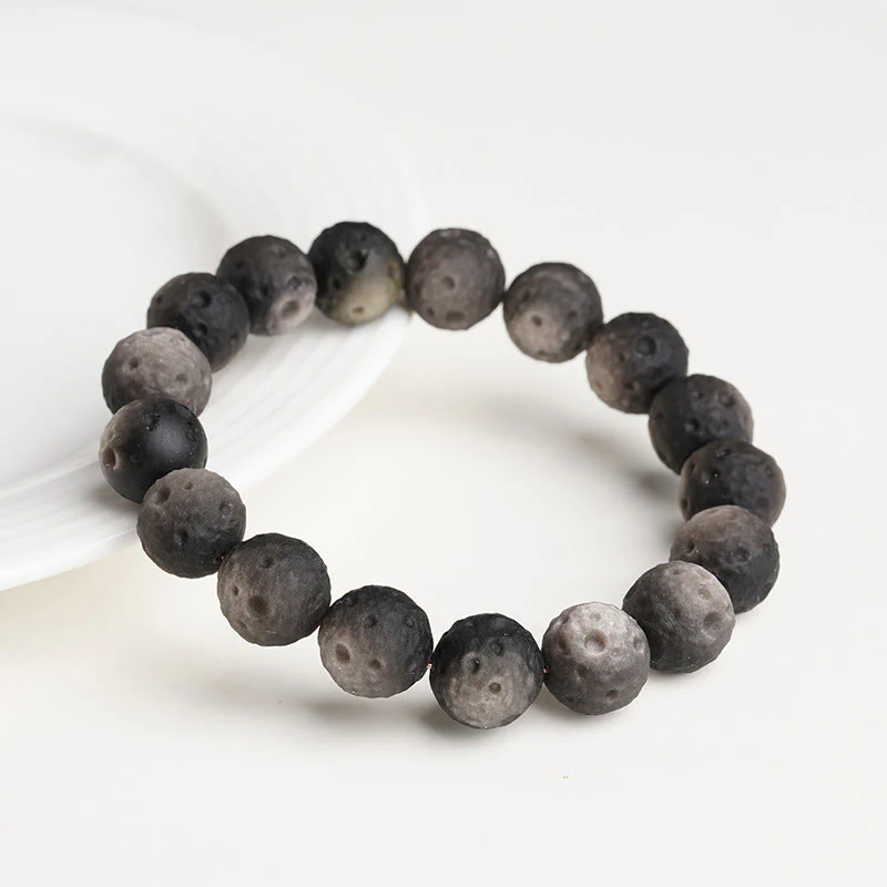 Braccialetto di protezione con perle rotonde in ossidiana dorata e argento naturale Buddha Stones - Image 2