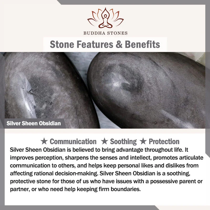 Braccialetto di protezione con perle rotonde in ossidiana dorata e argento naturale Buddha Stones - Image 4