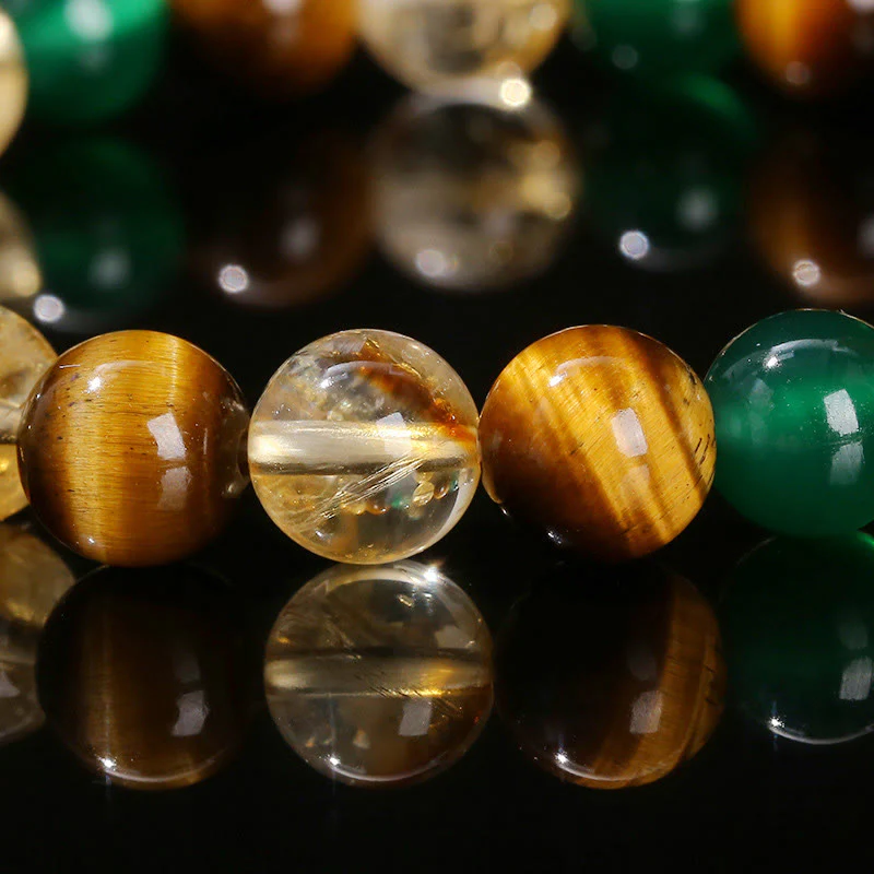 Braccialetto di protezione con perline abbinate in agata verde, occhio di tigre naturale, citrino e Buddha Stones - Image 11