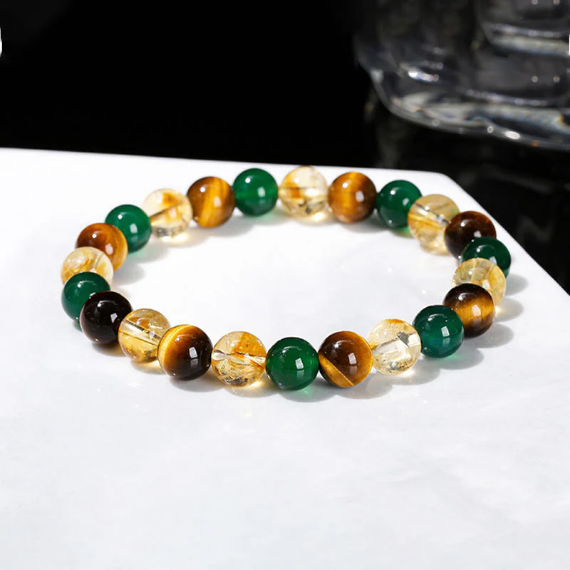 Braccialetto di protezione con perline abbinate in agata verde, occhio di tigre naturale, citrino e Buddha Stones - Image 12