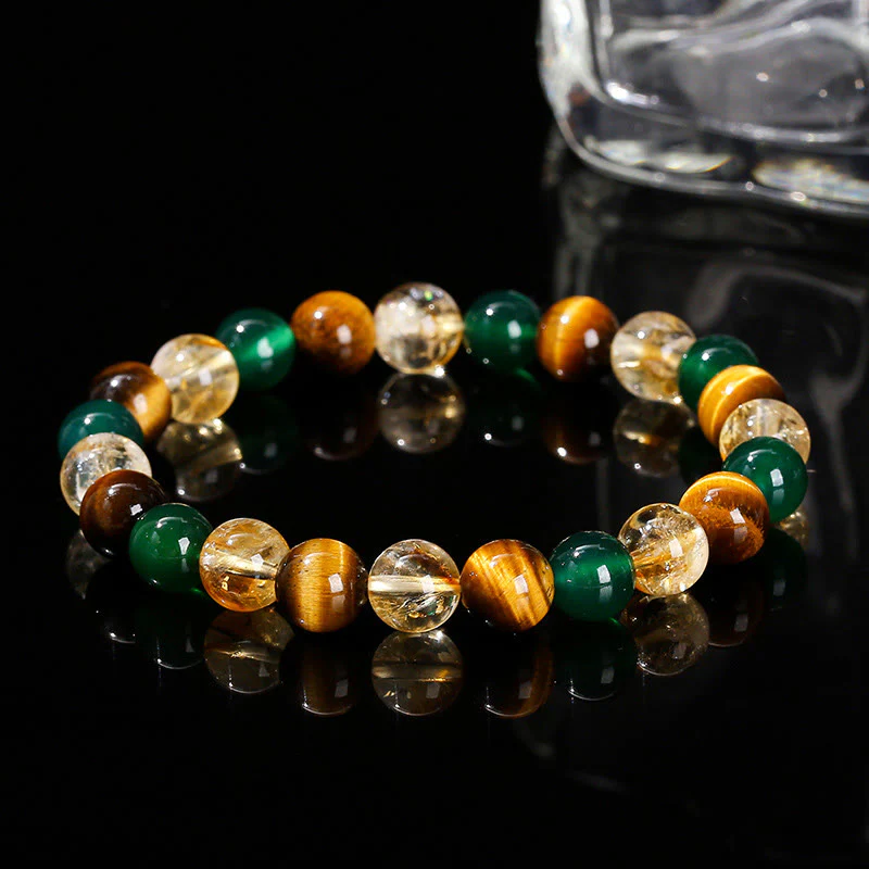 Braccialetto di protezione con perline abbinate in agata verde, occhio di tigre naturale, citrino e Buddha Stones - Image 13