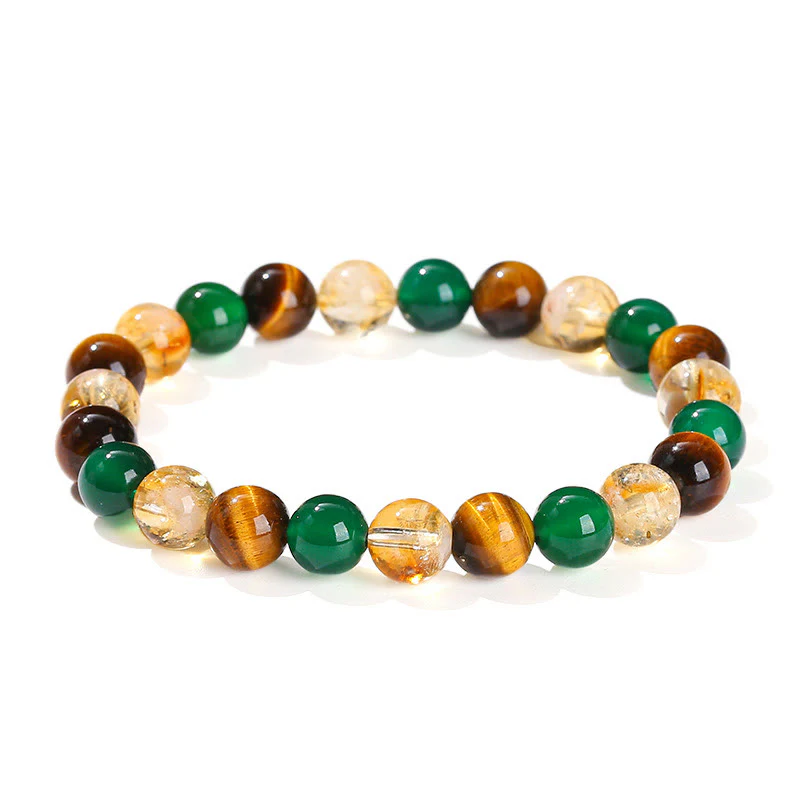 Braccialetto di protezione con perline abbinate in agata verde, occhio di tigre naturale, citrino e Buddha Stones - Image 14