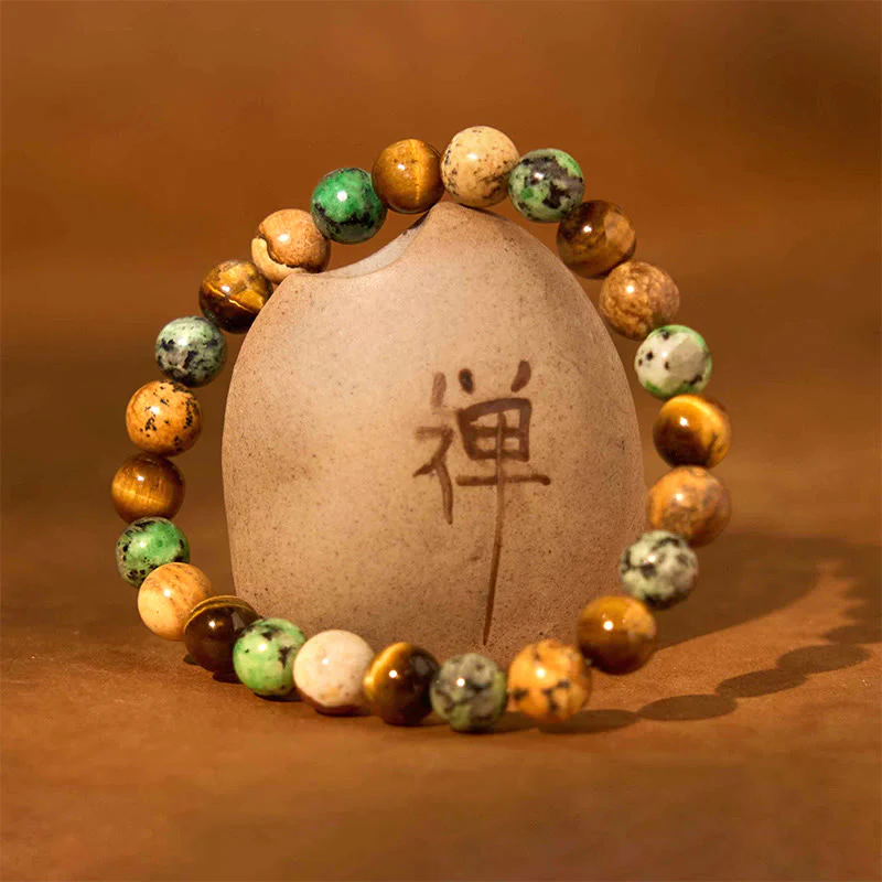 Braccialetto di protezione con perline abbinate in pietra naturale diaspro turchese occhio di tigre Buddha Stones - Image 2