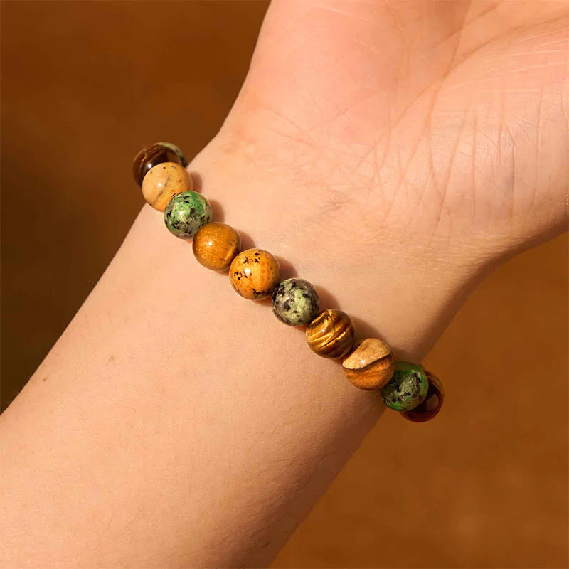Braccialetto di protezione con perline abbinate in pietra naturale diaspro turchese occhio di tigre Buddha Stones - Image 4
