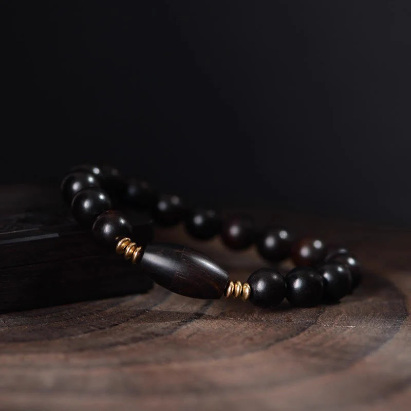 Braccialetto di protezione con perline di ebano e rotolo di Sutra con Buddha Stones - Image 5