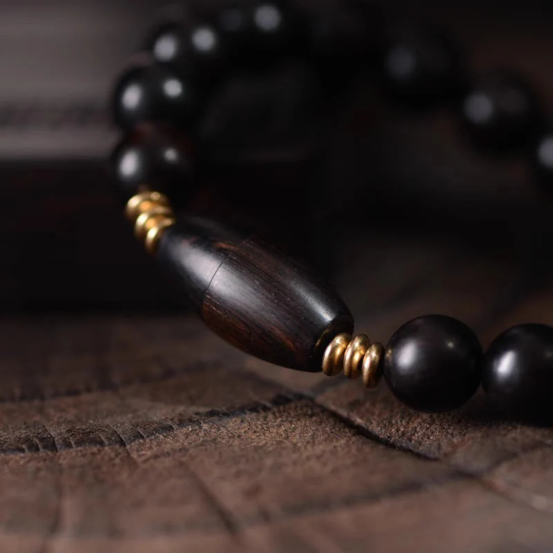 Braccialetto di protezione con perline di ebano e rotolo di Sutra con Buddha Stones - Image 8